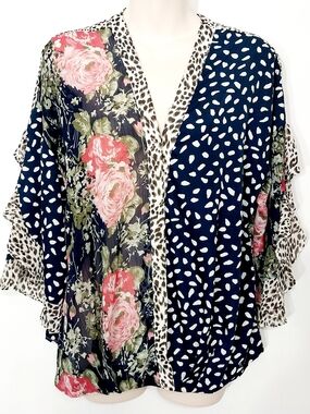 🔵BOGO FREE🔵 Umgee Top Kimono Style Semi Sheer Sz S